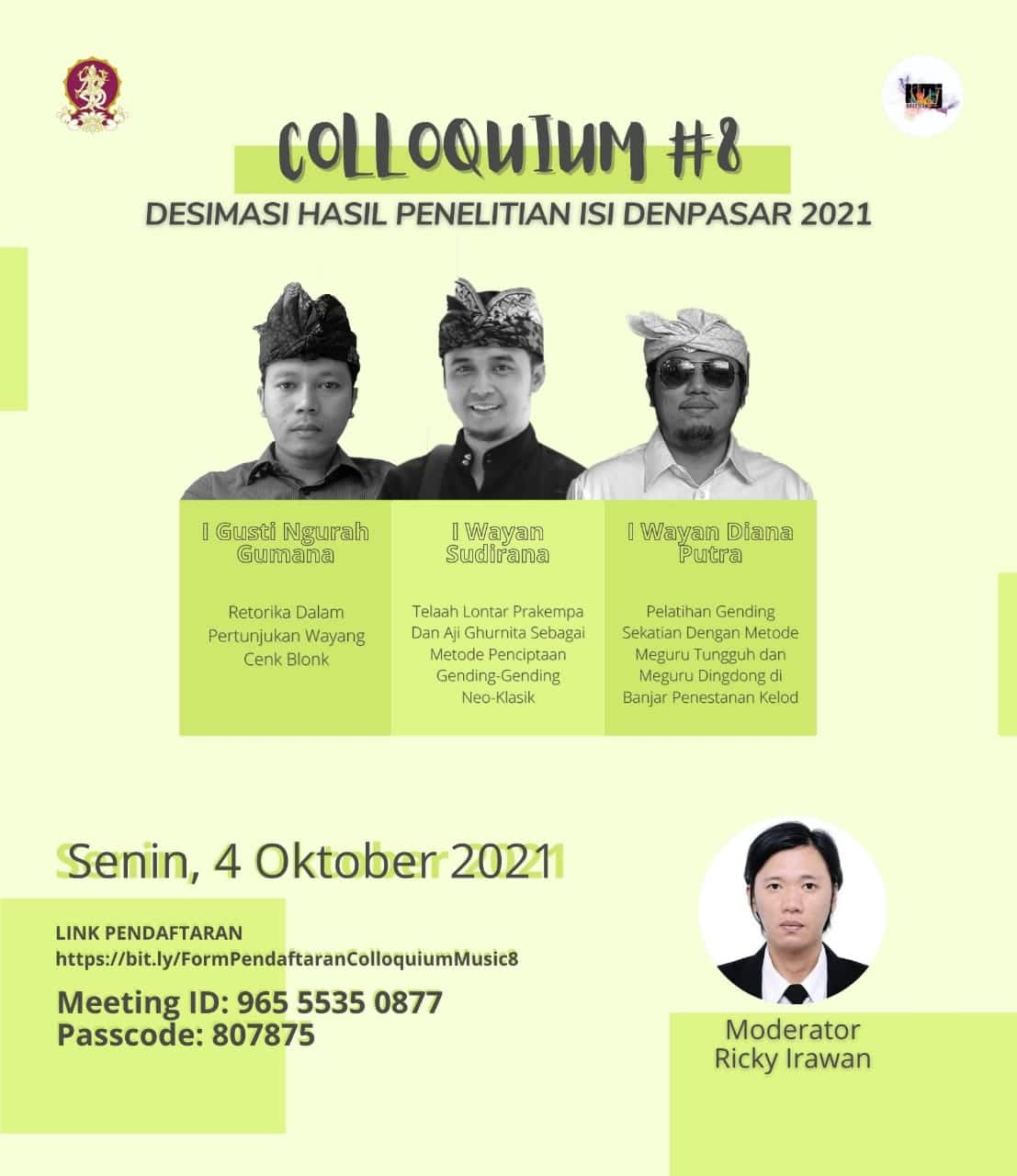 Colloquium #8 Desimasi Hasil Penelitian ISI Denpasar 2021