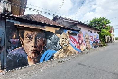 Mural Potret Maestro Bali Hiasi Jalan Menuju Kampus ISI Denpasar