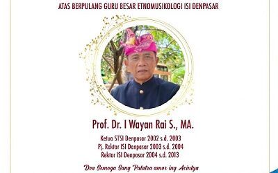 Rektor Pertama ISI Denpasar, Prof. Dr. I Wayan Rai S., MA. Berpulang