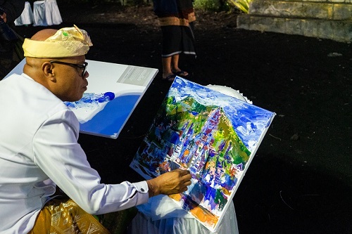Students and Lecturers of Fine Arts Study Program Demonstrates Painting in Bhakti Widya Kahuripan
