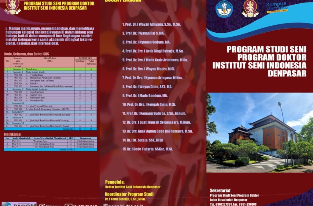 Penerimaan Mahasiswa Baru Program Studi Seni Program Doktor Institut Seni Indonesia Denpasar